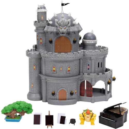 JAKKS 43225 SUPER MARIO GALAXI MOVIE, Il playset del Castello di Bowser include una minifigure articolata da 3,8 cm e accessori 