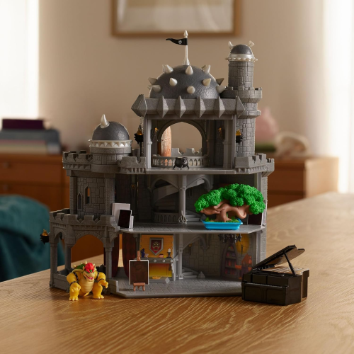 JAKKS 43225 SUPER MARIO GALAXI MOVIE, Il playset del Castello di Bowser include una minifigure articolata da 3,8 cm e accessori 