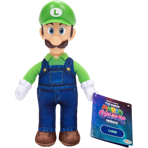 JAKKS 43255 SUPER MARIO GALAXI MOVIE, Peluche di LUIGI 23 cm, con testa scolpita