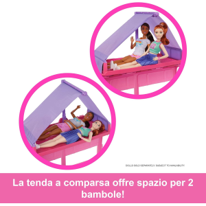 BARBIE CAMPER DEI SOGNI NEW HRJ78 con oltre 60 accessori e pasta modellabile, effetto cambia colore