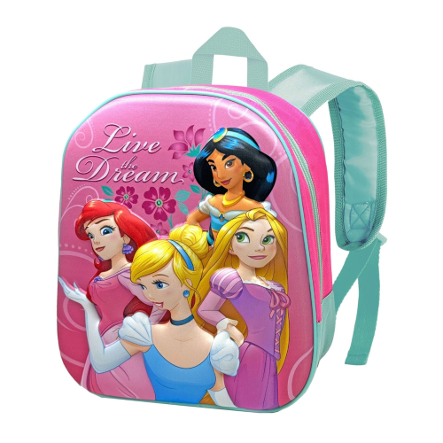 ZAINO ASILO 3D PRINCIPESSE, Zainetto 3D Elite ROSA, 25 x 30 cm, Capacità 7 L