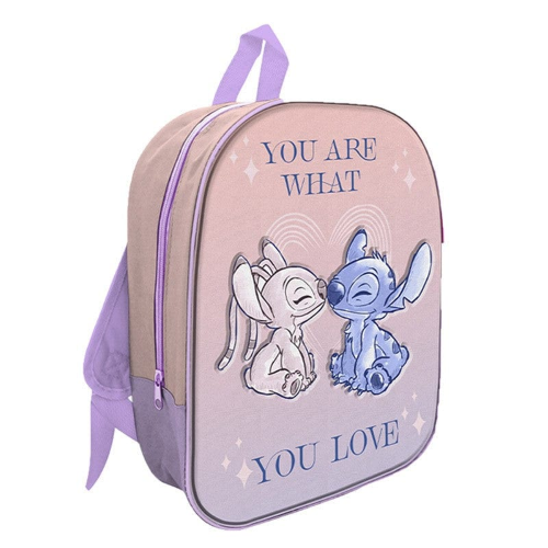 ZAINO ASILO 3D STICH, Zainetto 3D Elite Lilo e Stitch ROSA, 25 x 30 cm, Capacità 7 L