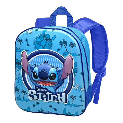 ZAINO ASILO 3D STICH, Zainetto 3D Elite Lilo e Stitch BLU, 25 x 30 cm, Capacità 7 L