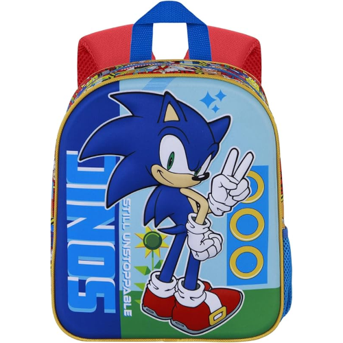 ZAINO ASILO 3D SONIC, Zainetto 3D Elite BLU, 25 x 30 cm, Capacità 7 L