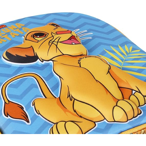 ZAINO ASILO 3D RE LEONE HAKUNA MATATA, Zainetto 3D Elite, 25 x 30 cm, Capacità 7 L