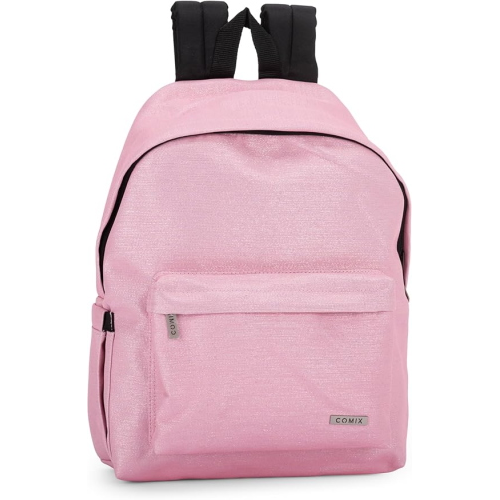 COMIX 74118LR ZAINO LUREX ROSA, con Vano Principale, Tasca Frontale con Zip, Tasca Laterale con Top Elasticizzato