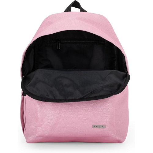 COMIX 74118LR ZAINO LUREX ROSA, con Vano Principale, Tasca Frontale con Zip, Tasca Laterale con Top Elasticizzato