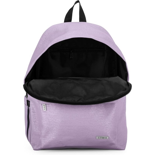COMIX 74118LL ZAINO LUREX LILLA, con Vano Principale, Tasca Frontale con Zip, Tasca Laterale con Top Elasticizzato
