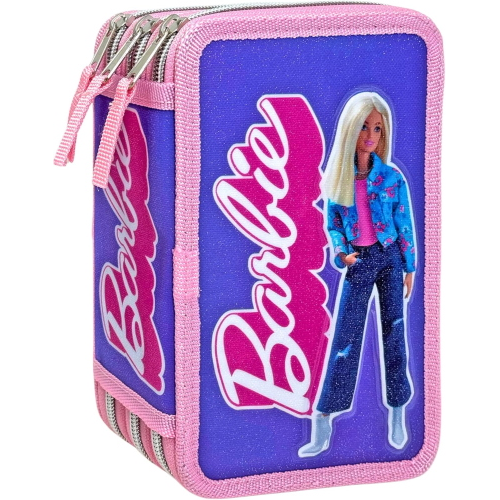 BARBIE ASTUCCIO TRIPLO, 3 Piani Kit Scuola 43 Pezzi Completo Colori Giotto 