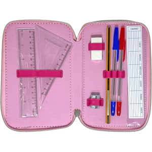 BARBIE ASTUCCIO TRIPLO, 3 Piani Kit Scuola 43 Pezzi Completo Colori Giotto 