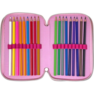 BARBIE ASTUCCIO TRIPLO, 3 Piani Kit Scuola 43 Pezzi Completo Colori Giotto 