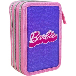 BARBIE ASTUCCIO TRIPLO, 3 Piani Kit Scuola 43 Pezzi Completo Colori Giotto 