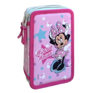 DISNEY MINNIE ASTUCCIO TRIPLO, 3 Piani Kit Scuola 43 Pezzi Completo Colori Giotto 