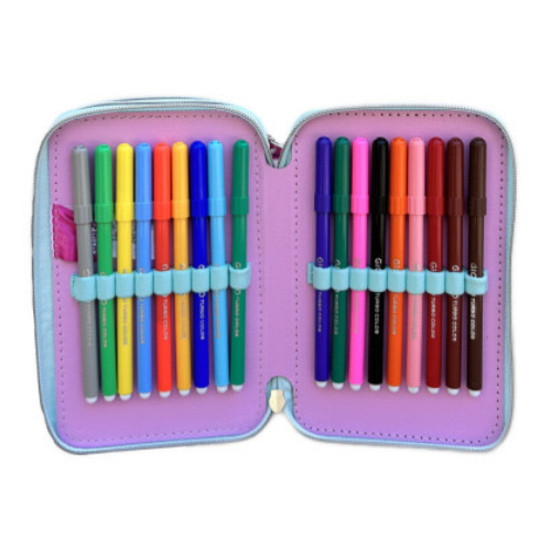 DISNEY MINNIE ASTUCCIO TRIPLO, 3 Piani Kit Scuola 43 Pezzi Completo Colori Giotto 