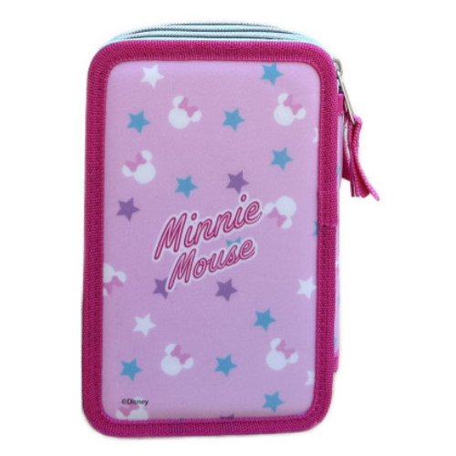 DISNEY MINNIE ASTUCCIO TRIPLO, 3 Piani Kit Scuola 43 Pezzi Completo Colori Giotto 
