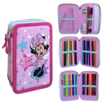 DISNEY MINNIE ASTUCCIO TRIPLO, 3 Piani Kit Scuola 43 Pezzi Completo Colori Giotto 