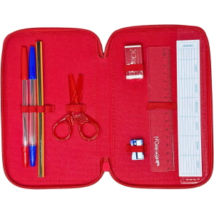 SONIC ASTUCCIO TRIPLO ZIP, 44 Pezzi Inclusi, Penne, Matite, Pennarelli, Pastelli, Forbici – Scuola Elementare e Regalo 