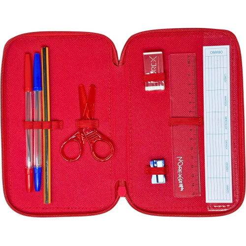SONIC ASTUCCIO TRIPLO ZIP, 44 Pezzi Inclusi, Penne, Matite, Pennarelli, Pastelli, Forbici – Scuola Elementare e Regalo 