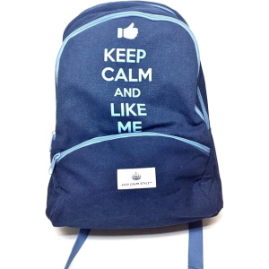 ZAINO SCUOLA ESTENSIBILE KEEP CALM STYLE JEANS MODELLO AMERICANO FREE TIME BLU