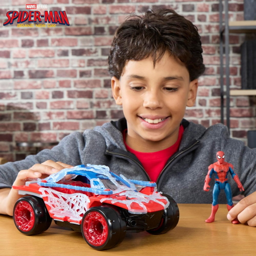 HASBRO G2445 SPIDERMAN BRAND NEW DAY Stretch & Blast Buggy, Set con Action Figure e Veicolo, da 11,4 cm - 4 ANNI+