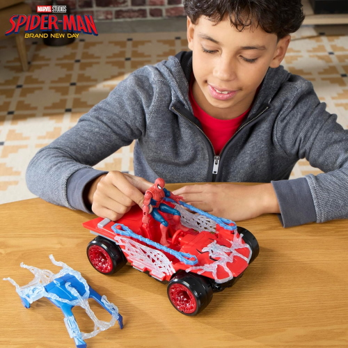 HASBRO G2445 SPIDERMAN BRAND NEW DAY Stretch & Blast Buggy, Set con Action Figure e Veicolo, da 11,4 cm - 4 ANNI+
