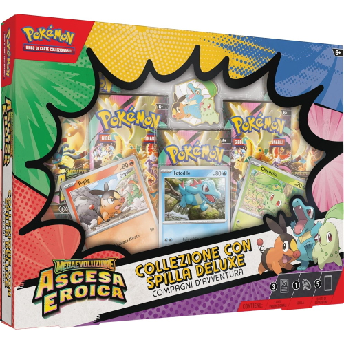 POKEMON CARTE collezione con spilla deluxe Compagni d’avventura dell’espansione Megaevoluzione - Ascesa Eroica del GCC Pokémon