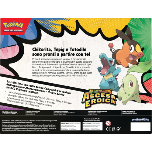 POKEMON CARTE collezione con spilla deluxe Compagni d’avventura dell’espansione Megaevoluzione - Ascesa Eroica del GCC Pokémon