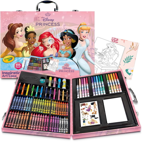 CRAYOLA 25-1094  PRINCIPESSE VALIGETTA DELL'ARTISTA - Kit Creativo con 115 Pezzi Assortiti, Età Consigliata: 5-10 Anni