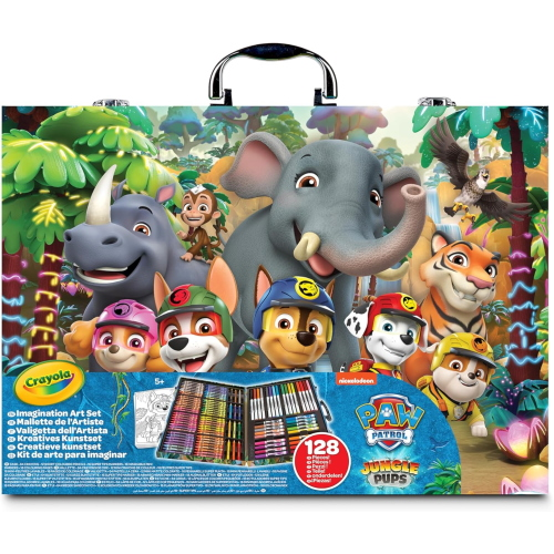 CRAYOLA 04-1184 Valigetta di Colori Paw Patrol,Ideale per disegnare e colorare, 128 pezzi, pennarelli, pastelli a cera e matite colorate