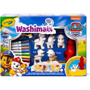 CRAYOLA 74-0291 WASHIMALS Paw Patrol, Set Attività con 5 Cuccioli, 8 Pennarelli Lavabili, Vasca, Spazzolina, per Bambini 3 Anni +