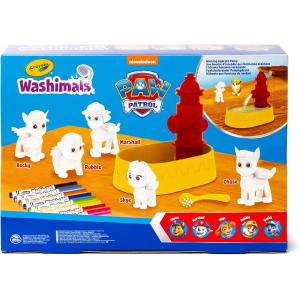 CRAYOLA 74-0291 WASHIMALS Paw Patrol, Set Attività con 5 Cuccioli, 8 Pennarelli Lavabili, Vasca, Spazzolina, per Bambini 3 Anni +