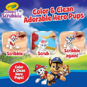 CRAYOLA 74-0291 WASHIMALS Paw Patrol, Set Attività con 5 Cuccioli, 8 Pennarelli Lavabili, Vasca, Spazzolina, per Bambini 3 Anni +