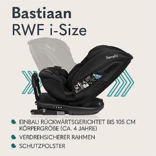 SEDIA AUTO per bambini Lionelo Bastiaan RWF i-Size 0-36 kg ISOFIX 360°...