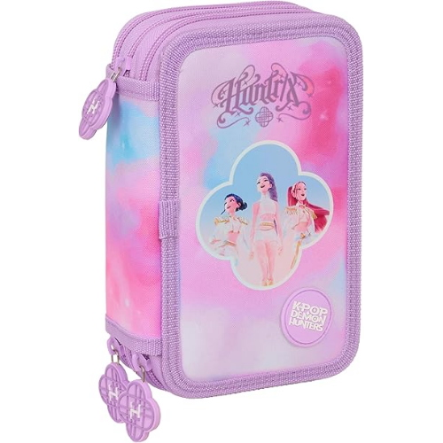 K-POP DEMON HUNTERS ASTUCCIO 3 ZIP, comodo e versatile, resistenza, 12,5 x 5,5 x 19,5 cm