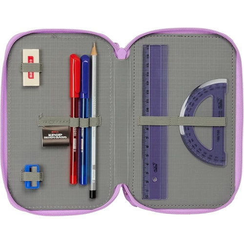 K-POP DEMON HUNTERS ASTUCCIO 3 ZIP, comodo e versatile, resistenza, 12,5 x 5,5 x 19,5 cm