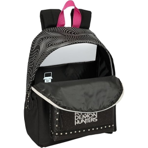 K-POP DEMON HUNTERS ORIGINAL - ZAINO TEMPO LIBERO NERO, comodo e versatile, resistenza, 31 x 13 x 43 cm