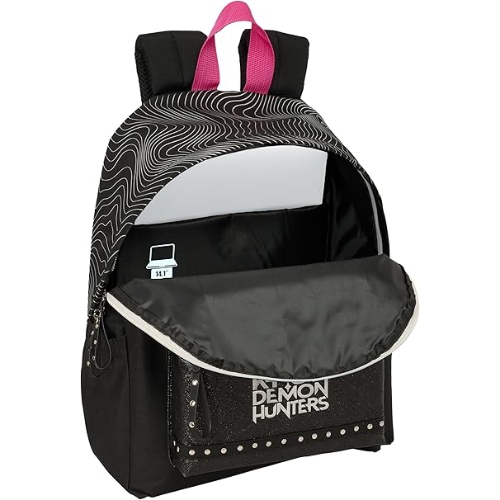 K-POP DEMON HUNTERS ORIGINAL - ZAINO TEMPO LIBERO NERO, comodo e versatile, resistenza, 31 x 13 x 43 cm