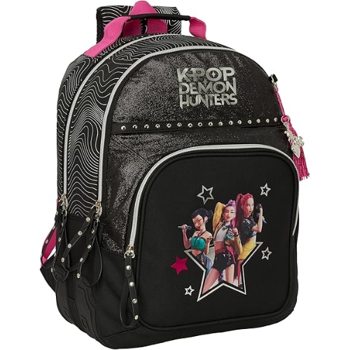 K-POP DEMON HUNTERS ORIGINAL - ZAINO ESTENSIBILE ENERGY NERO, comodo e versatile, resistenza, 28,5 x 15 x 41 cm