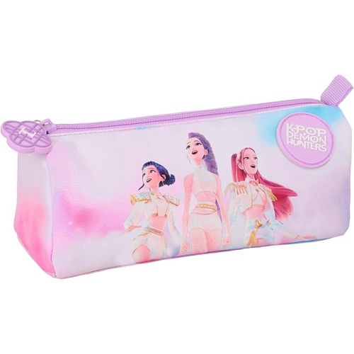 K-POP DEMON HUNTERS ORIGINAL - Astuccio ROSA con cerniera e scomparto per bambini, 21 x 7 x 8 cm