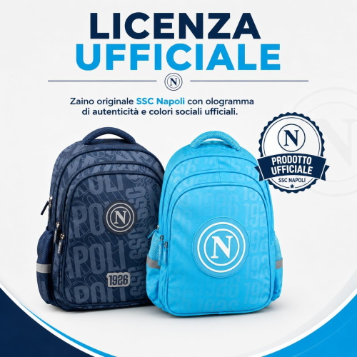 COLOURBOOK SSCN26002 ZAINO SCUOLA SSC NAPOLI DARK BLUE - Pallone Omaggio