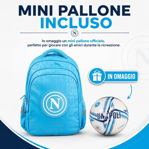 COLOURBOOK SSCN26002 ZAINO SCUOLA SSC NAPOLI DARK BLUE - Pallone Omaggio