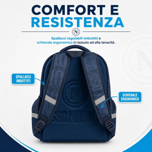 COLOURBOOK SSCN26002 ZAINO SCUOLA SSC NAPOLI DARK BLUE - Pallone Omaggio