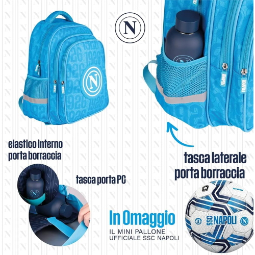COLOURBOOK SSCN26002 ZAINO SCUOLA SSC NAPOLI DARK BLUE - Pallone Omaggio