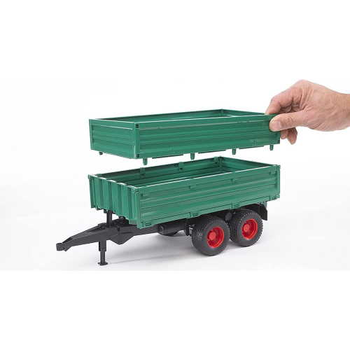 BRUDER 02010 RIMORCHIO da trasporto con asse in tandem e sponda mobile, rimorchio ribaltabile con sponda laterale