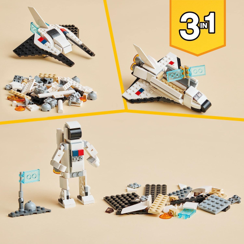 LEGO 31134 CREATOR SPACE SHUTTLE Set 3 in1 con Astronauta e Astronave Giocattolo - 6 ANNI +