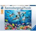 RAVENSBURGER 14710 PUZZLES 500 PEZZI DELFINI NELLA BARRIERA 