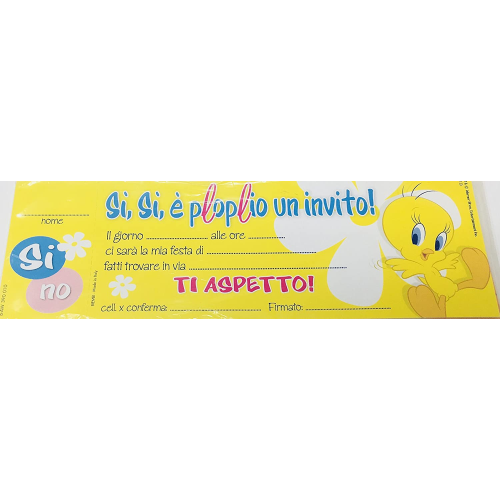 INVITI TWEETY 1 BLOCCHETTO 20 INVITI LOONEY TUNES 