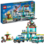 LEGO 60371 CITY Quartier Generale Veicoli D’Emergenza con Elicottero, Ambulanza, Macchina Polizia E Moto Giocattolo, Giochi Per Bambini E Bambine, Multicolore