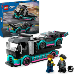 LEGO 60406 CITY Auto da Corsa e Trasportatore, Macchina e Camion, Minifigure del Pilota e del Camionista 