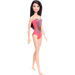 MATTEL GHW38 BARBIE Beach Doll - Bambola Mora con Costume da Bagno Rosa con Grafica